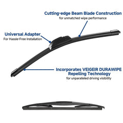 VEIGEIR rubber edge close-up showing smooth blade for quieter, streak-free wiping