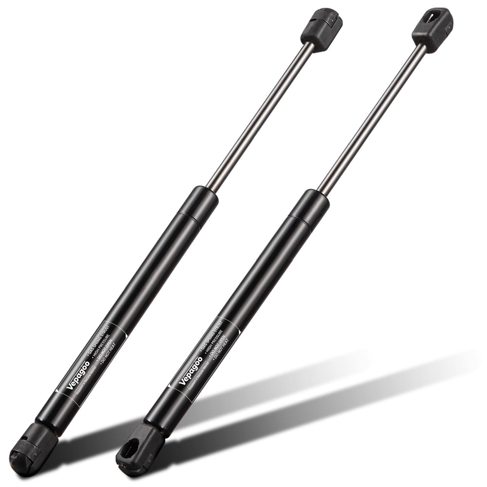 Vepagoo front view of both 14-inch gas struts, shows packaged pair and quick swap benefit