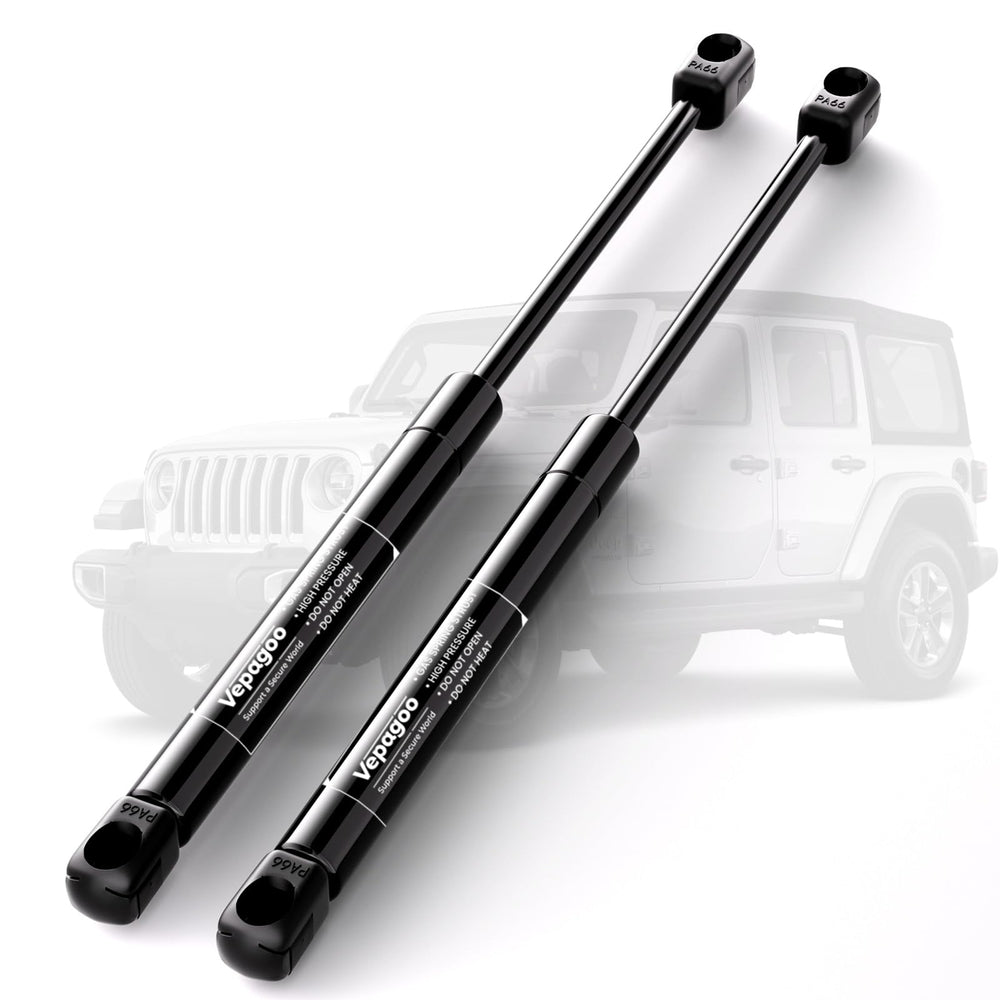 Vepagoo front view of rear window struts showing fit and finish benefits