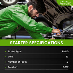 VERIDRIV starter mounting flange detail ensuring correct bolt fitment