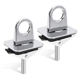 Verplexter front view of chrome stake pocket anchors showing compact profile and fit
