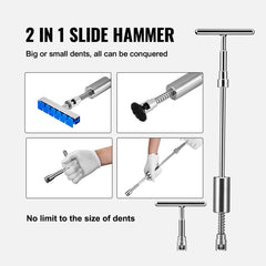 VEVOR 2-in-1 slide hammer closeup showing convertible short and long pulling modes
