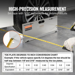 VEVOR alignment rods and two 5m tape measures laid out for quick setup and measurement