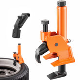 VEVOR bead breaker front profile showing stable clamp and rim protection