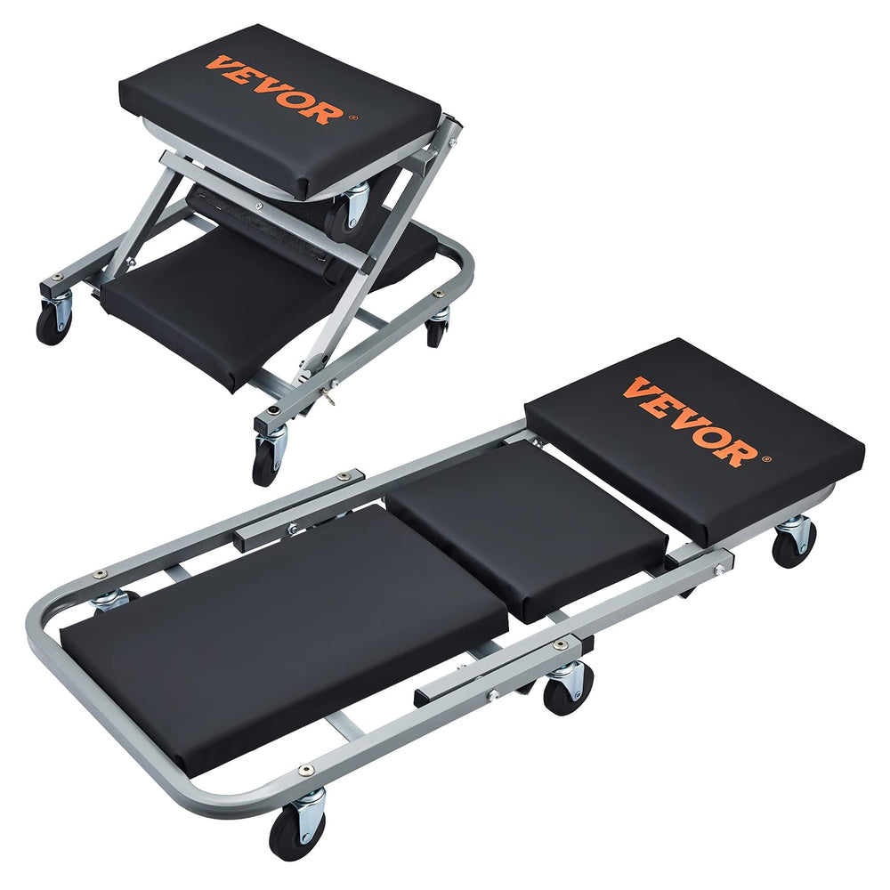VEVOR front profile of creeper seat showing low clearance and access benefit