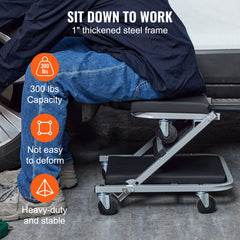 VEVOR converted stool mode demonstrating stable seating and ergonomic support