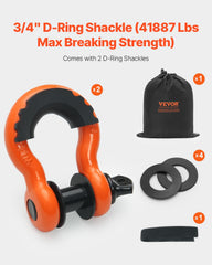 VEVOR zinc-plated D-ring shackles with bumpers delivering corrosion resistance