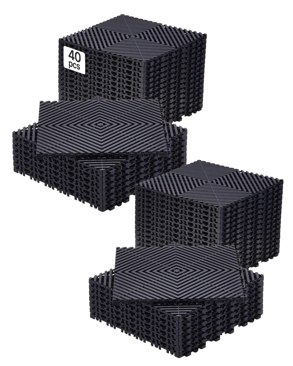 VEVOR front packaging showing 40-piece drainage mat kit and benefits
