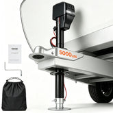 VEVOR electric trailer jack front view showing robust design and easy hitching