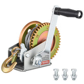 VEVOR front-mounted winch on trailer showing compact durable design and secure attachment