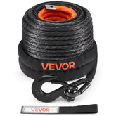 VEVOR front packaging of synthetic winch rope showing kit contents and benefits