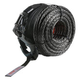 VEVOR front view of packaged winch rope showing included hook and sleeves, easy identification benefit