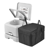VEVOR front view of portable toilet showing compact design and sturdy seat benefiting travel convenience