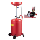 VEVOR front view of 20 gallon oil drain tank showing capacity and funnel benefit