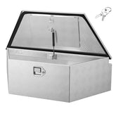 VEVOR front view of trailer tongue box showing sturdy lock and weatherproof fit