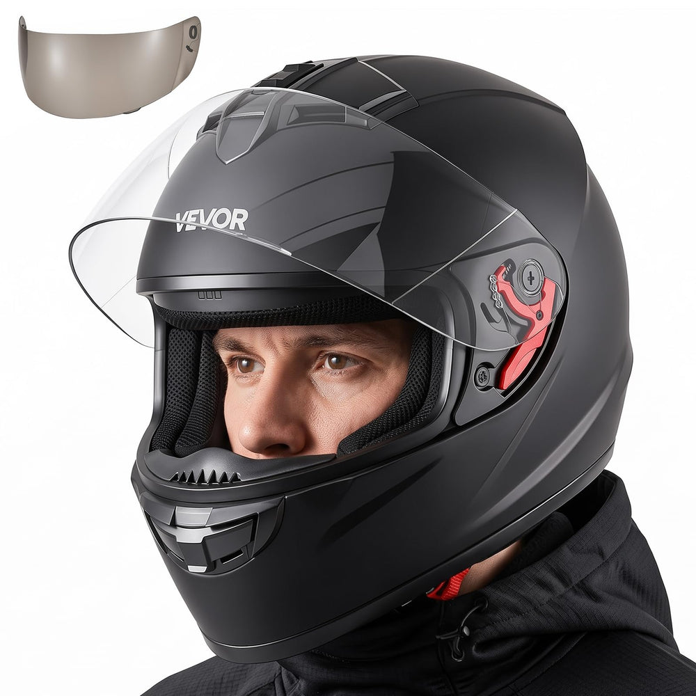 VEVOR helmet front view showing full-face protection and DOT safety