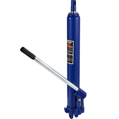VEVOR long ram jack front view showing compact 8-ton body and mounting benefit