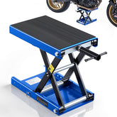 VEVOR front view of scissor lift showing stable wide deck benefit