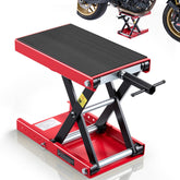 VEVOR front view of lift showing stable wide deck and benefit of steady support