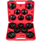 VEVOR front case with organized 14-piece oil filter socket set, easy storage benefit