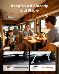 VEVOR folded stabilizer stored compactly in RV storage for easy portability