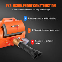 VEVOR side handle and valve showing ergonomic carry and quick actuation
