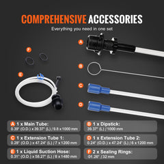 VEVOR suction hose detail highlighting flexible access for tight spaces