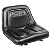 VEVOR front view of black tractor seat showing comfortable cushioning and easy install benefit