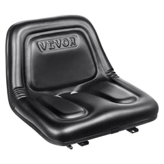 VEVOR front view of black tractor seat showing comfortable cushioning and easy install benefit