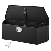 VEVOR front view of trailer tongue box showing lock and sturdy steel benefits