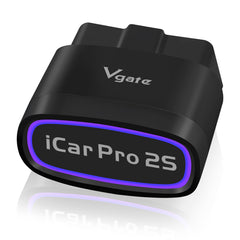 Vgate iCar Pro 2S front view showing compact plug design and quick diagnostics