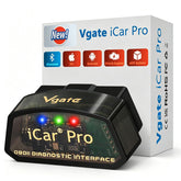 Vgate iCar Pro front view showing compact plug and LED indicator, easy diagnostics