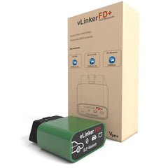 Vgate vLinker FD Plus front view showing compact OBD port housing and connector benefit