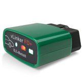 Vgate vLinker FD+ front view showing compact OBD2 plug and brand for easy diagnostics