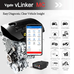 Vgate vLinker MC installed in vehicle OBD port for discreet diagnostics