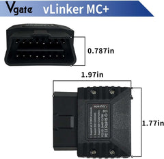 Vgate vLinker MC+ closeup of OBD plug for secure car connection and reliability