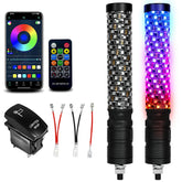 VI9000 front view showing two packaged whip lights, bright colors benefit