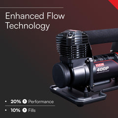 VIAIR 400P EF close-up of head design highlighting improved heat dissipation and quieter operation