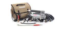 VIAIR 450P-RV front view showing compact portable compressor and benefits of durability