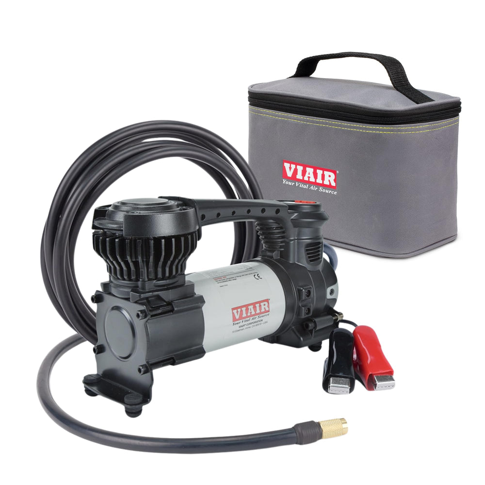 VIAIR EVC88P front profile showing compact compressor and benefits portability