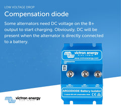 Victron Energy ArgoDiode installed in engine bay demonstrating neat installation and space savings
