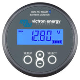 Victron Energy front display showing clear battery readings and quick status
