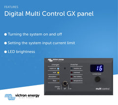Victron Energy panel next to ruler for size comparison demonstrating compact footprint