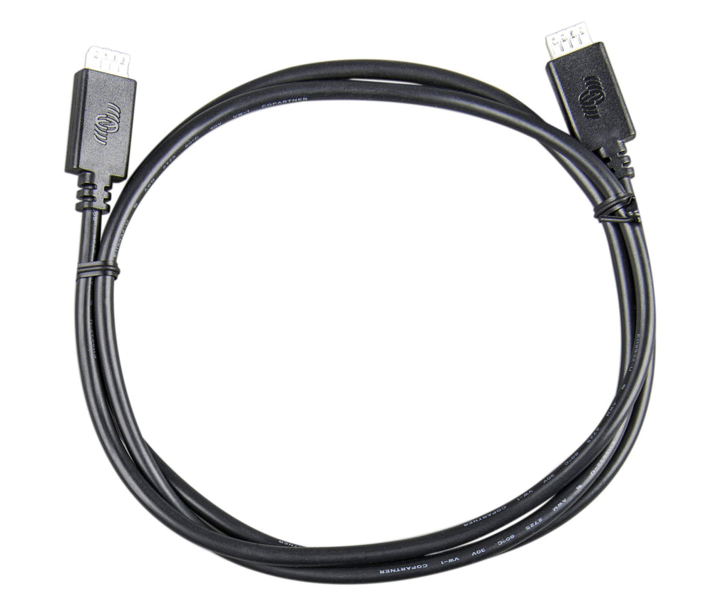 Victron Energy cable front connector showing secure VE.Direct fit and reliable communication