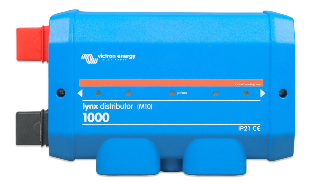 Victron Energy Lynx Distributor front view showing centralized connectors and neat layout for easier servicing