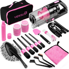 Viewsun front packaging showing full 17pc pink kit and organized tools