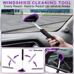 Viewsun windshield cleaner extendable handle and swivel head for easy reach
