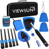 Viewsun windshield cleaner front view showing extendable handle and swivel head for reach
