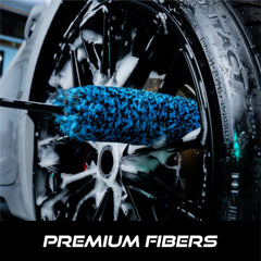 VIKING brush in use on wheel spokes demonstrates effective brake dust removal