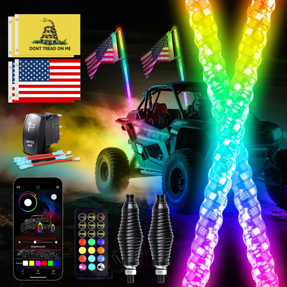 Viswiker front packaging showing both 3ft LED whips and included kit benefits